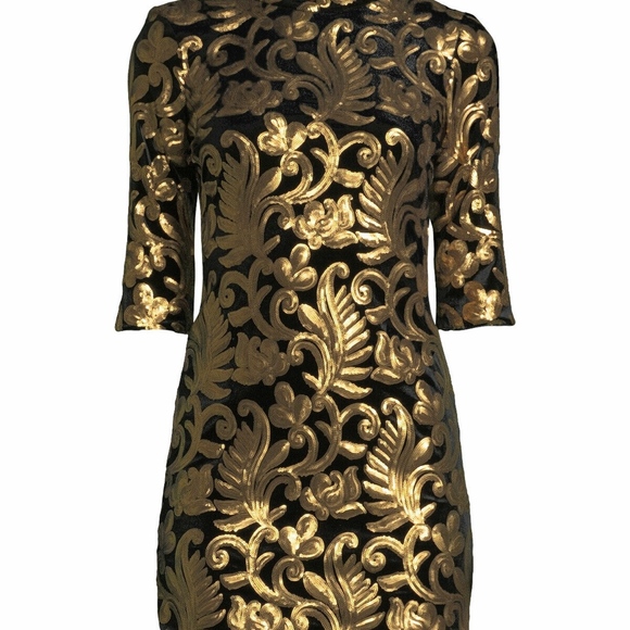 Alice + Olivia Inka Strong-Shoulder Mockneck Dress - Picture 3 of 6